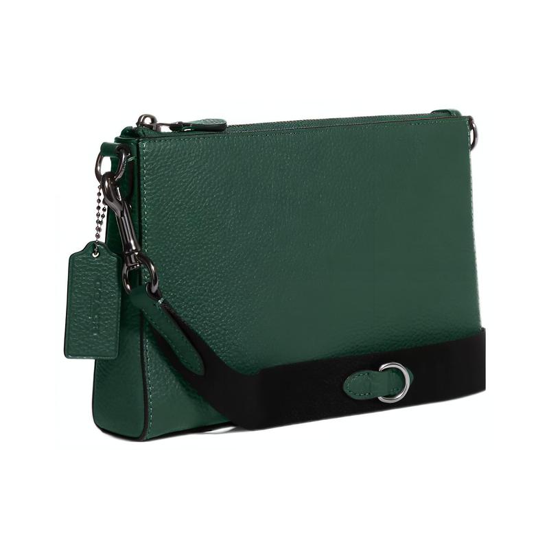 COACH crossbody bag Holden 25 signature logo embossed charm with zipper closure, pebbled cow leather, mother-in-law bag, shoulder bag, medium size