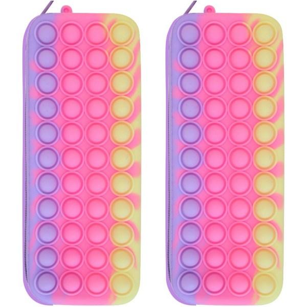 Silicone Color Embossed Cutlery Case 2p Set, 4 Pieces, Pink