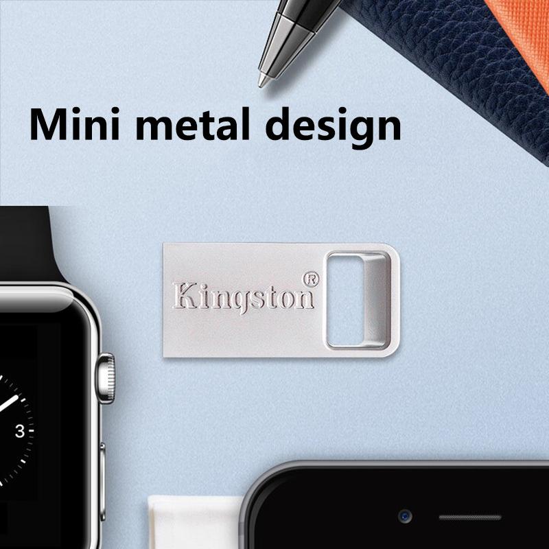 Kingston 128 ГБ Мини USB 3.2 Флешка Металлическая Флешка 64 ГБ 256 ГБ DTMC3G2 USB Флешка Чтение 200 МБ/с Автомобильный U-диск Серебристый Ультрамаленький