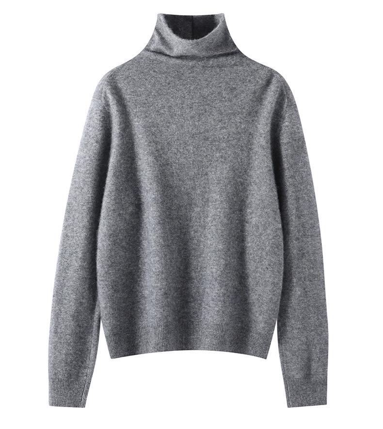 Women's High-Neck Cashmere Knit Cardigan - Solid Color, Single-Breasted, Loose Fit, Slimming Winter Coat