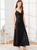 Women's Imitation Silk Lace Camisole Nightgown - Solid Color, Comfortable Long Loungewear, Lazy Style for Summer