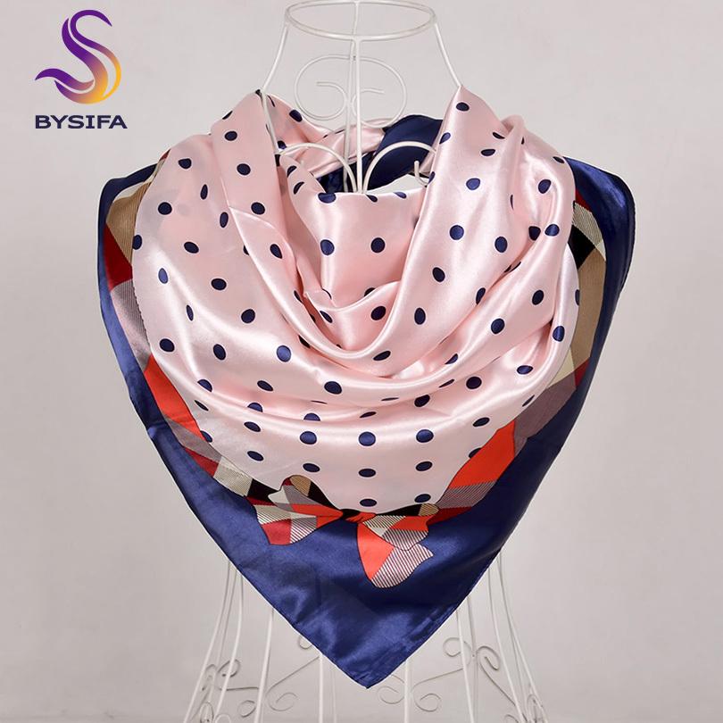 [BYSIFA] China Style Blue White Silk Scarf Cape  New Design Ladies Muslim Head Scarf Printed Fashion Accessories Satin Scarf