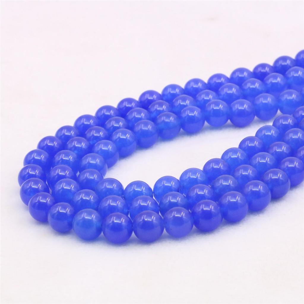 10 мм круглые синие нефритовые халцедоновые бусины из натурального камня, аксессуары для женщин и девочек, детали «сделай сам», ручная работа, модное изготовление ювелирных изделий