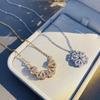 Collier - SILVER - Trèfle à quatre feuilles - Zircon - Pendentif cœur - Chaîne à clavicule