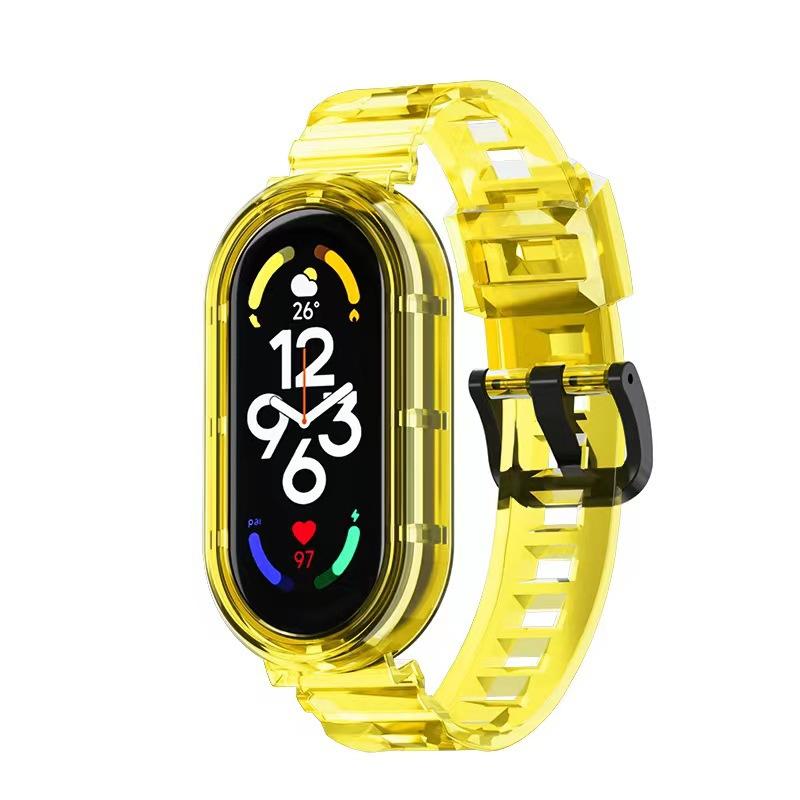 Прозрачный чехол из ТПУ + ремешок для Xiaomi Mi Band 10 9 8 Мягкий спортивный влагоотводящий ремешок Аксессуары для смарт-браслета Xiaomi 9 8 10