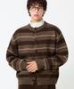 TRILLION Washable Hairy Striped Button Cardigan Knit_Brown