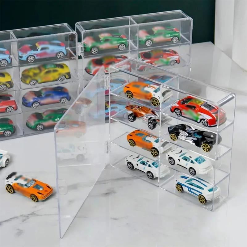 Витрина для моделей автомобилей Hot Wheels Шкаф-стеллаж для игрушечных машинок Пылезащитные и штабелируемые контейнеры для хранения автомобилей Прозрачные органайзеры