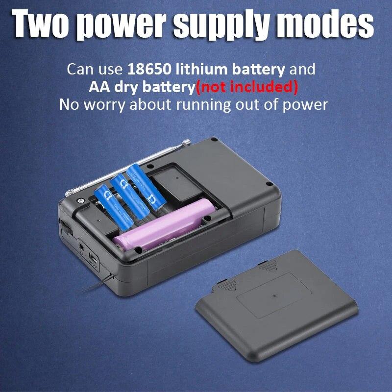 Полнодиапазонный радиоприемник, портативный FM/AM/SW-приемник, перезаряжаемый радиоприемник TF/USB, музыкальный плеер с ЖК-дисплеем, разъем для наушников 3,5 мм