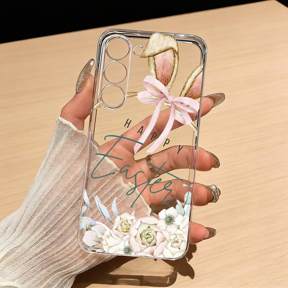H-Happy Easter Phone Case For Samsung S25,S24,S21,S22,S23,S30,Ultra,S20,Plus,Fe,Lite Transparent Cover