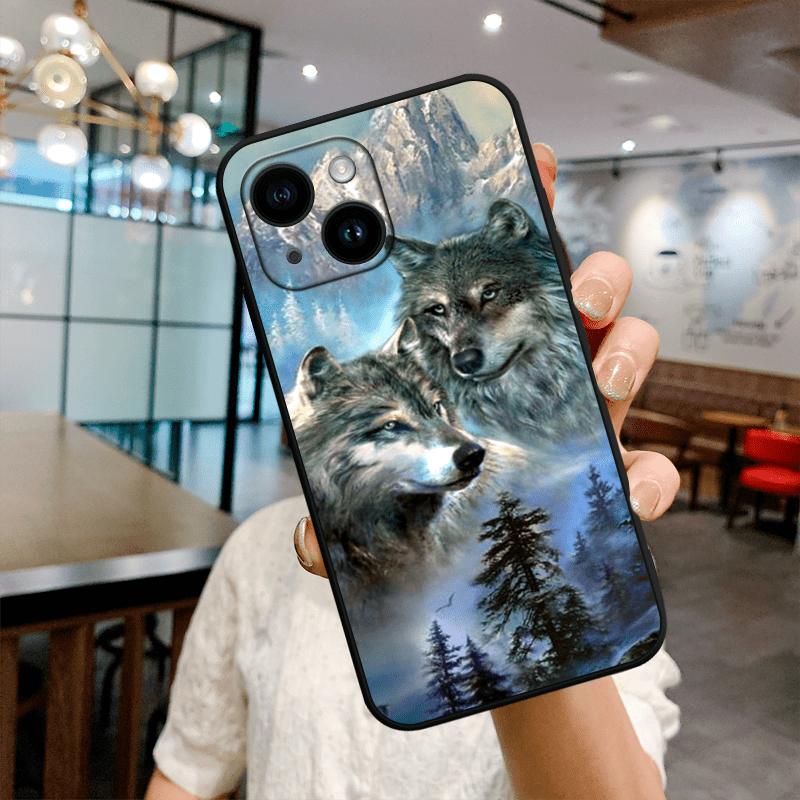 Чехол для телефона из ТПУ с рисунком волка, подходит для iPhone 17 16 15 14 13 12 11 Pro/Max/Plus, противоударная задняя крышка