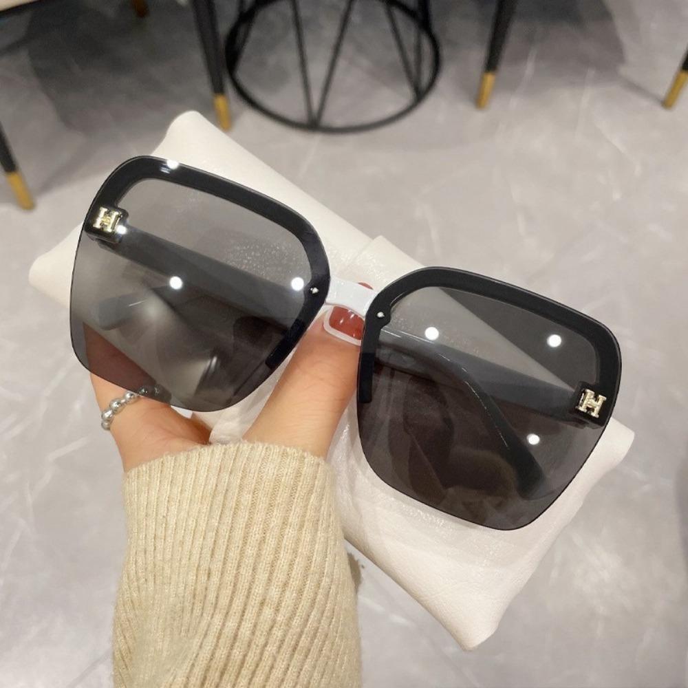 Large Frame Sunglasses H Letters Round Face Show Face Small Fashion Anti-UV Sunglasses