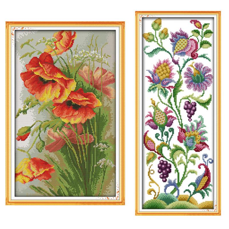 Flower Embroidery Kit 14ct Counted Cross Stitch Kit With Floral Patterns Art Painting For Beginners