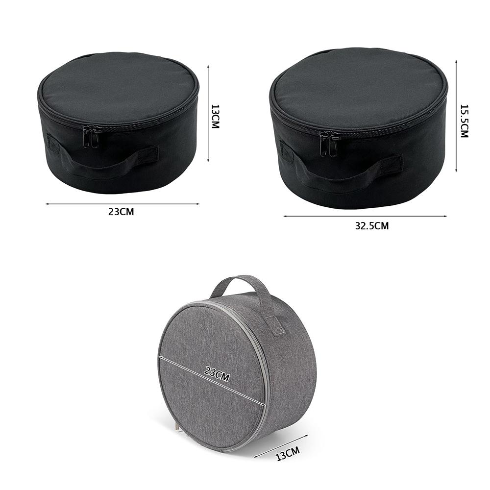 Round Telescopic Fan Storage Bag Large Capacity Outdoor Fan Hand Bag Folding Waterproof Fan Case with Double Zipper Mesh Pocket