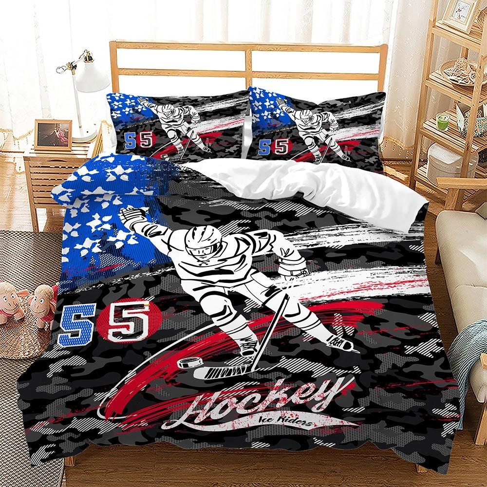 Комплект постельного белья с изображением хоккея на льду 3D для юных любителей хоккея на льду, детское постельное белье для мальчиков и девочек, спортивные игры, односпальная двуспальная кровать в подарок