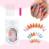 Popular 3D Detachable Orange Fake Nails Set - 24 Pieces