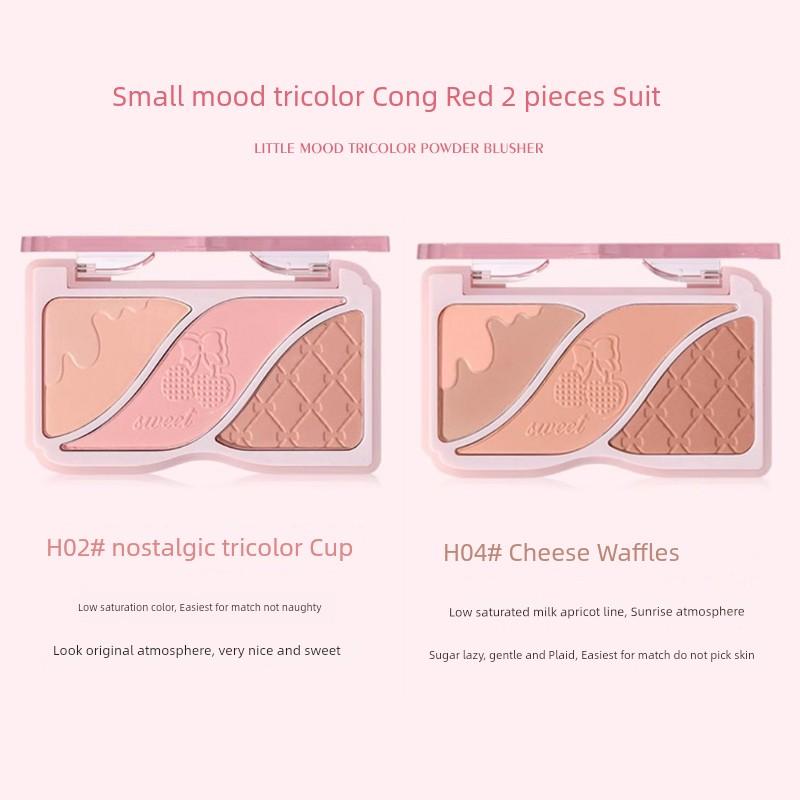 [2 Pieces] Hold Live Small Mood Three-Color Blush Repair Makeup Palette Matte Expansion Shrink Apricot Chin Purple