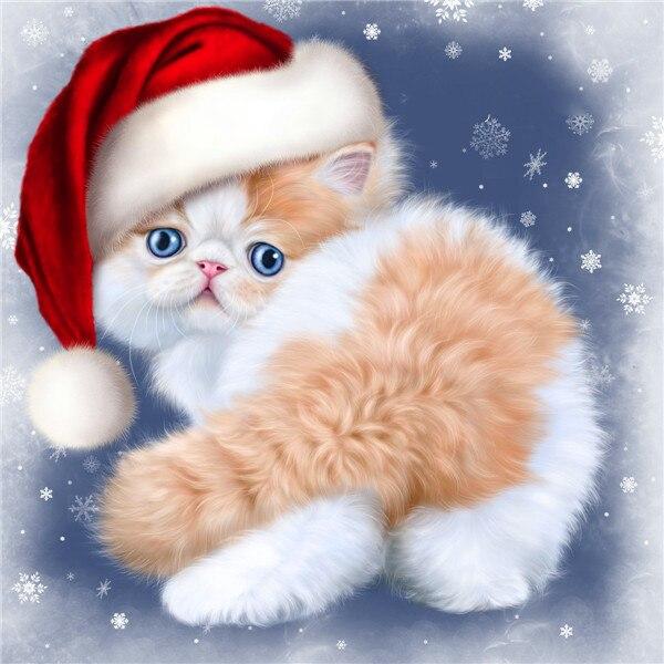 5d алмазная живопись, полная дрель, круглая Алмазная вышивка кошка, собака, вышивка крестиком, стразы, мозаика, Рождественский подарок