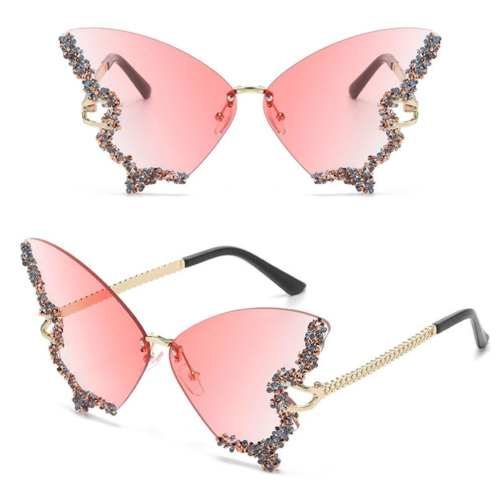 Y2K Eyewear Butterfly Sunglasses Purple Sunglasses for Women Bling Sun Glasses Ladies Shades