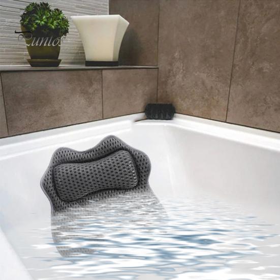 Подушка для ванны с 6 противоскользящими присосками, подголовник для ванны с сетчатой тканью 4D Air Mesh, подушка для поддержки шеи и спины, расслабляющие аксессуары для ванны