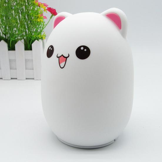 Милый силиконовый ночник с животными, функция автоматического выключения, затемняемый, перезаряжаемый, 7 цветов, детская лампа, прикроватное украшение