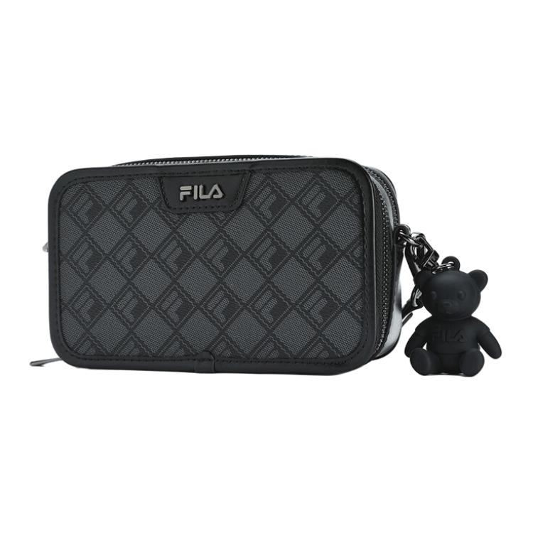 FILA White Small Square Bag Fashion Simple Casual Convenient Carrying Printed Zipper Closure PVC Crossbody Shoulder Bag Regular F13W443161FBK
