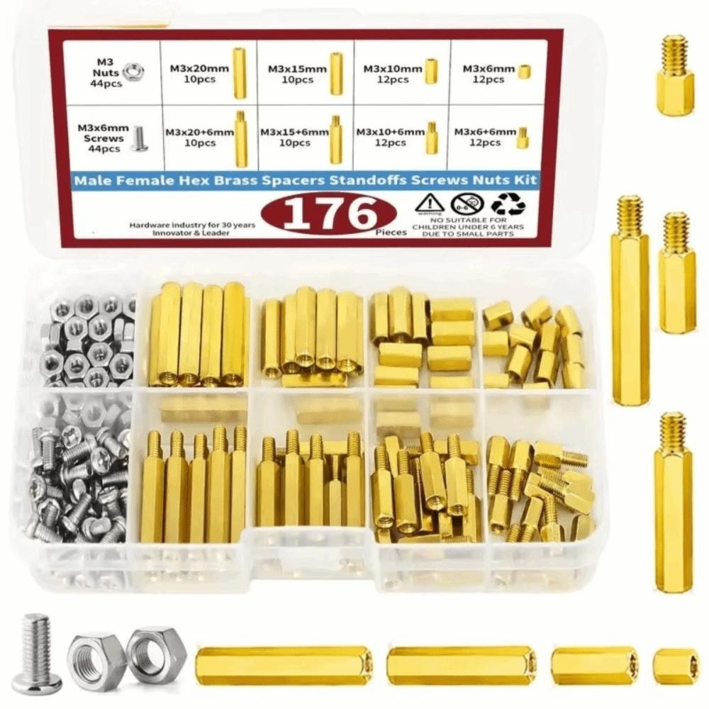 176pcs Hex Male-Female Motherboard Standoffs Brass Brass Standoff Spacer Motherboard Installation