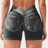 Sexy Imitation Denim Seamless Yoga Shorts for Women Running Sports Leggings Female Ruched Skinny Gym Fitness Short Pants