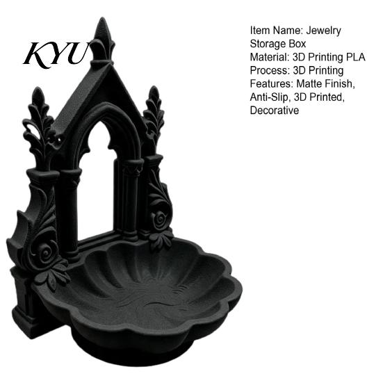 Lolita Room Accessories 3D Printed Gothic Arch Jewelry Tray, Medieval Church Style Trinket Decorative Storage Dish Dish, Vintage Tray for Rings