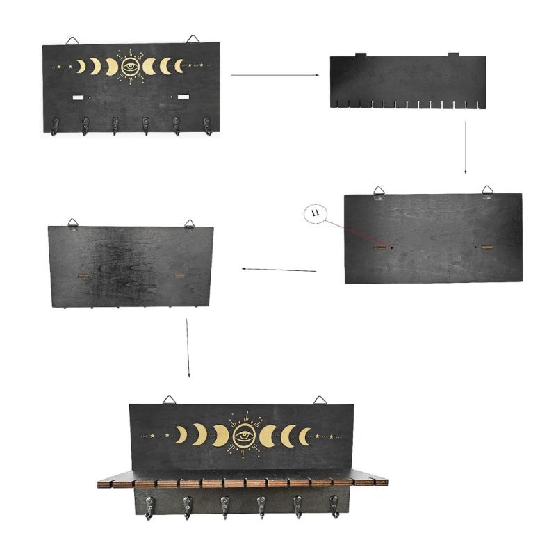 Деревянная полка для демонстрации кристаллов Настенный подсвечник Стенд для демонстрации целебных камней и кулонов Настольные украшения