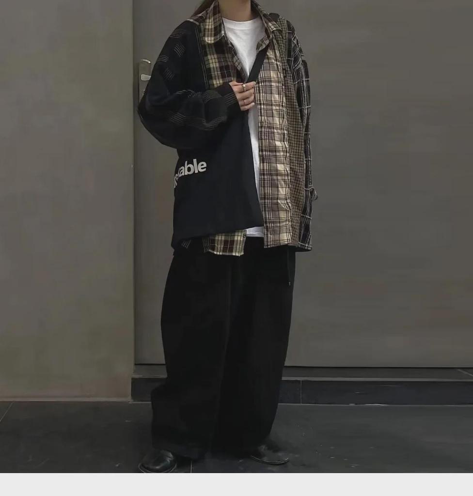 Мужская клетчатая рубашка в стиле ретро с длинным рукавом — американский уличный стиль, вдохновленный японской культурой, идеально подходит для весны и осени.