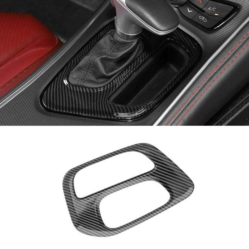 For Dodge Challenger 2015-2022 LHD ABS Carbon Fiber Style Car Center Console Gear Shift Panel Water Cup Holder Cover Frame Trim