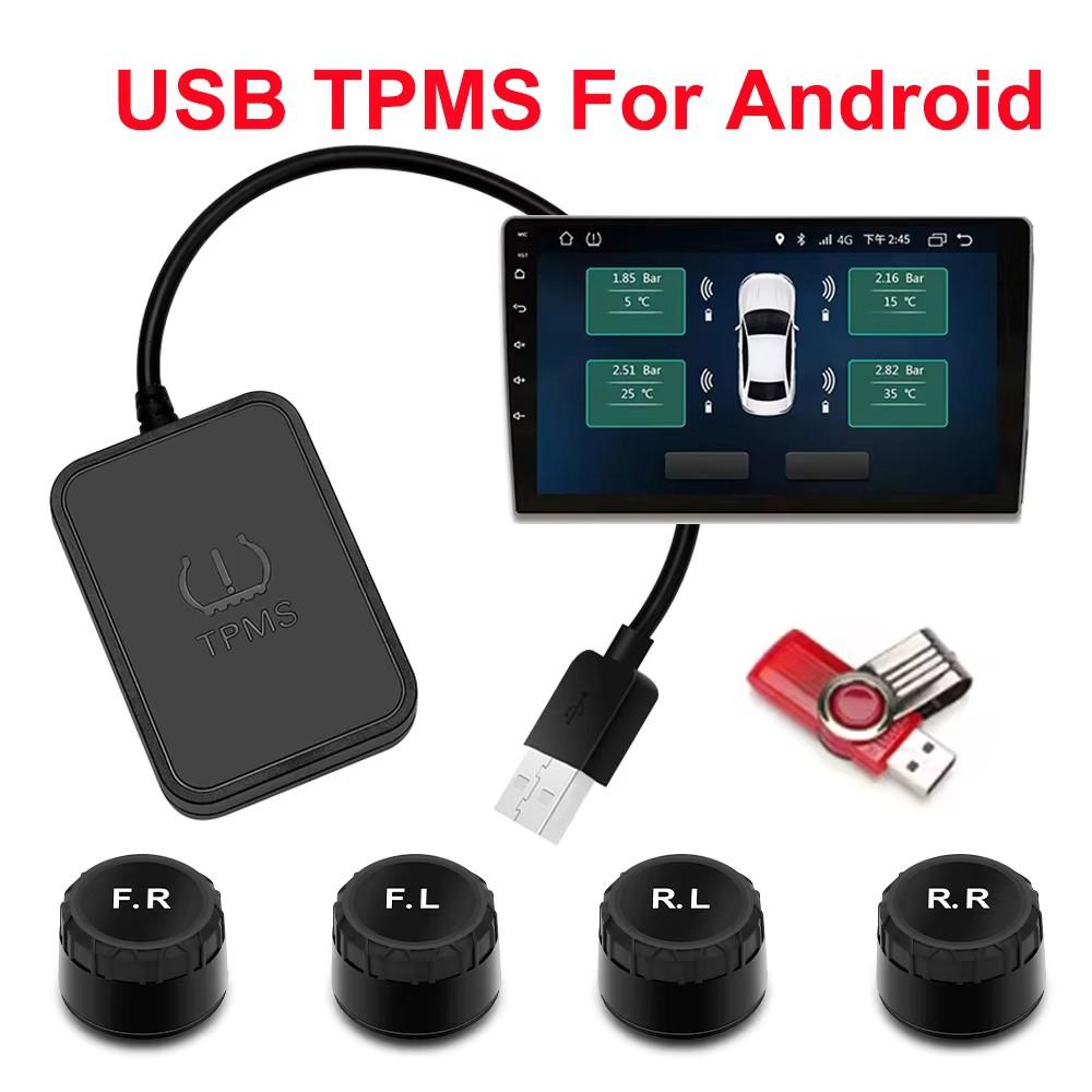 Android TPMS Внешний датчик запасного колеса Система контроля давления в шинах USB TPMS для автомобильной навигационной радиолы DVD-проигрывателя Обнаружение