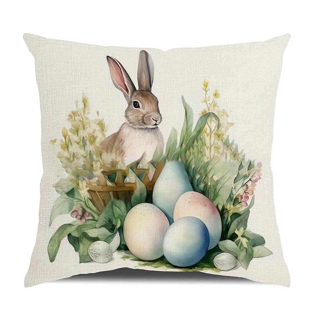 New Cute Easter Bunny Sofa Pillowcase with Zipper Print Pattern Cushion Cover Polyester Soft Pillow Cases Home Party Decor