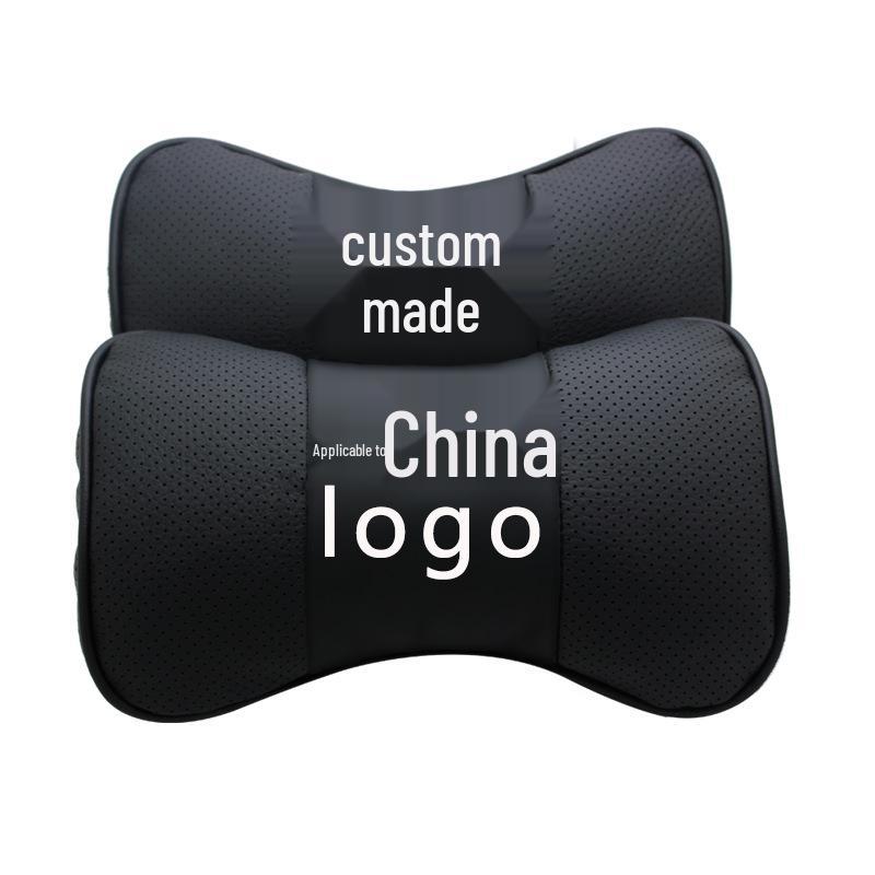 Genuine Leather Car Neck and Headrest Pillow - Customizable LOGO Available
