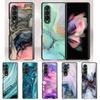 Zfold4 Красочный мраморный чехол для Samsung Galaxy Z Fold3 5G Жесткий пластиковый тонкий чехол Ультратонкий чехол для телефона Galaxy Z Fold 3