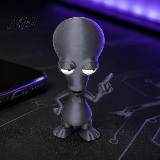 Funny Alien Decor 3D Printed Ornament, Figurine, Collectible Big Head Stable Base Statue for Desk Shelf Decor, Lovers Gift Unique Friends