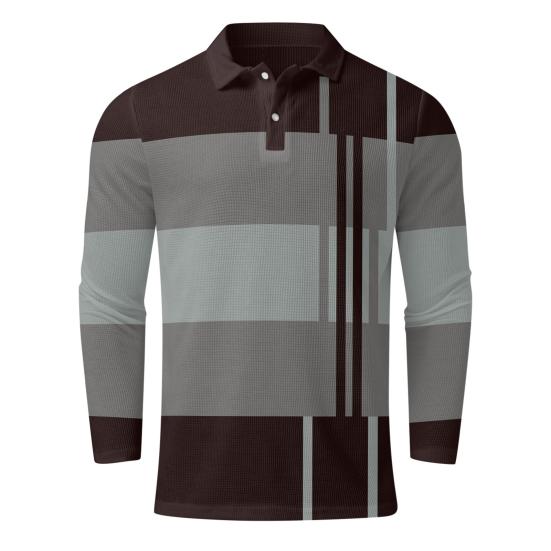 Мужской весенне-осенний топ с цветными блоками и пуговицами с отложным воротником и длинным рукавом, мягкая дышащая повседневная мужская рубашка средней длины в деловом стиле