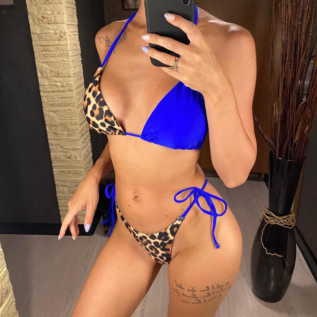 10 цветов сращивание Холтер леопардовый бикини женский купальник женский купальник из двух частей комплект бикини купальный костюм купальный костюм леди
