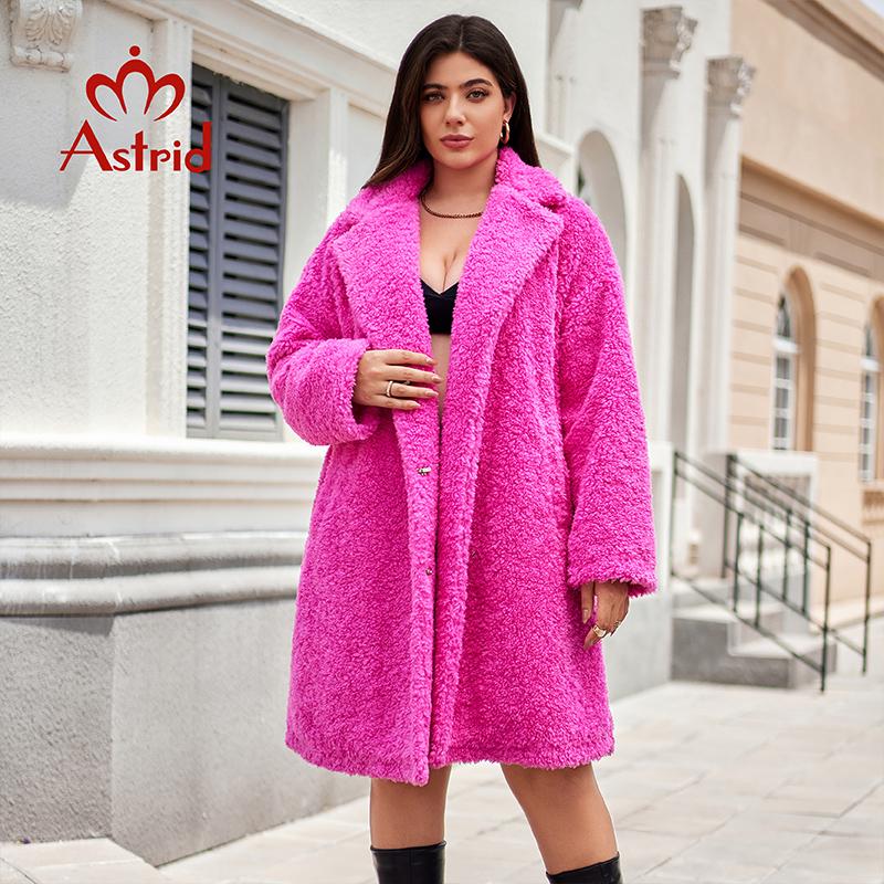 Astrid 2024 Длинная зимняя женская куртка-мех Тедди, стильная женская толстая теплая повседневная уличная одежда больших размеров 30199