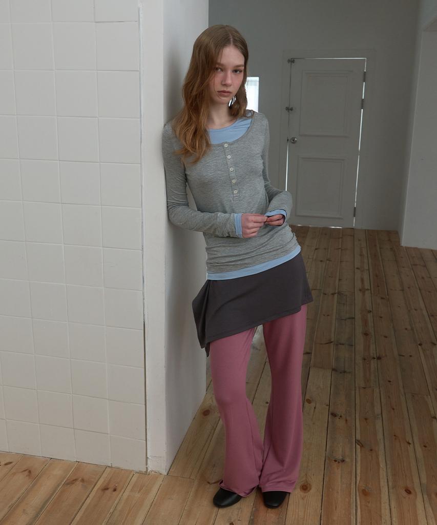 PISCESS Многослойная футболка с длинным рукавом Color Block_Серая