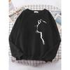 Simple Strokes Of Cat Pet Print Hoody Womens Shoulder Drop All-match Hoodies Simple S-XXL Hoodie Street Quality Clothing Female