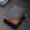 New Men's PU Leather Short Wallet With Zipper Coin Pocket Vintage Big Capacity Male Short Money Purse Card Holder