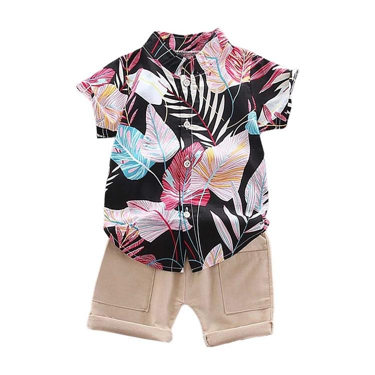 Летние каникулы, повседневные рубашки с короткими рукавами и шорты для маленьких мальчиков, детский комплект из 2 предметов с принтом