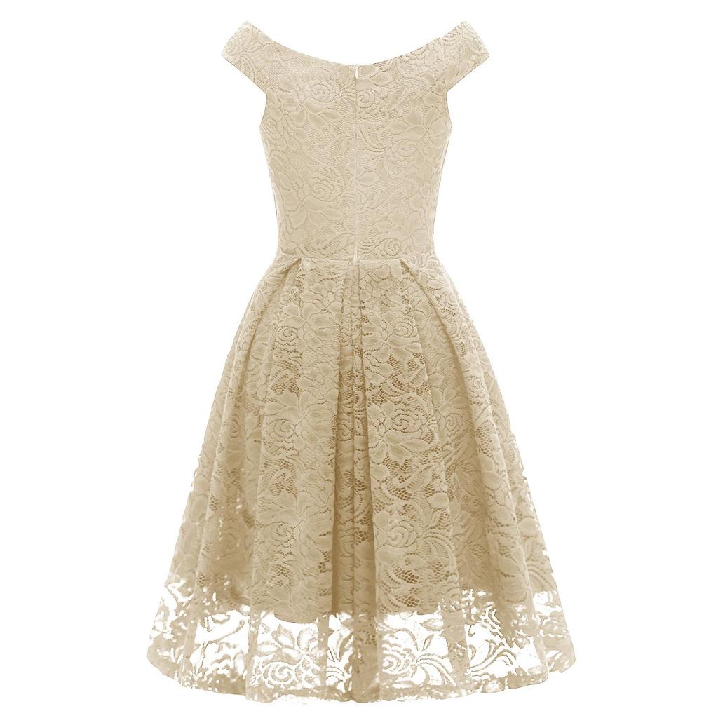 Женское винтажное кружевное платье подружки невесты с цветочным принтом Бардо с открытыми плечами миди в стиле свинг Вечерняя вечеринка Коктейльно-свадебные наряды Формальные платья для особых случаев 2022