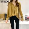 Plus Size V-Neck Long Sleeve Shirt Women's Spring and Autumn Slim Loose Fit Shirt Bottom Shirt Top