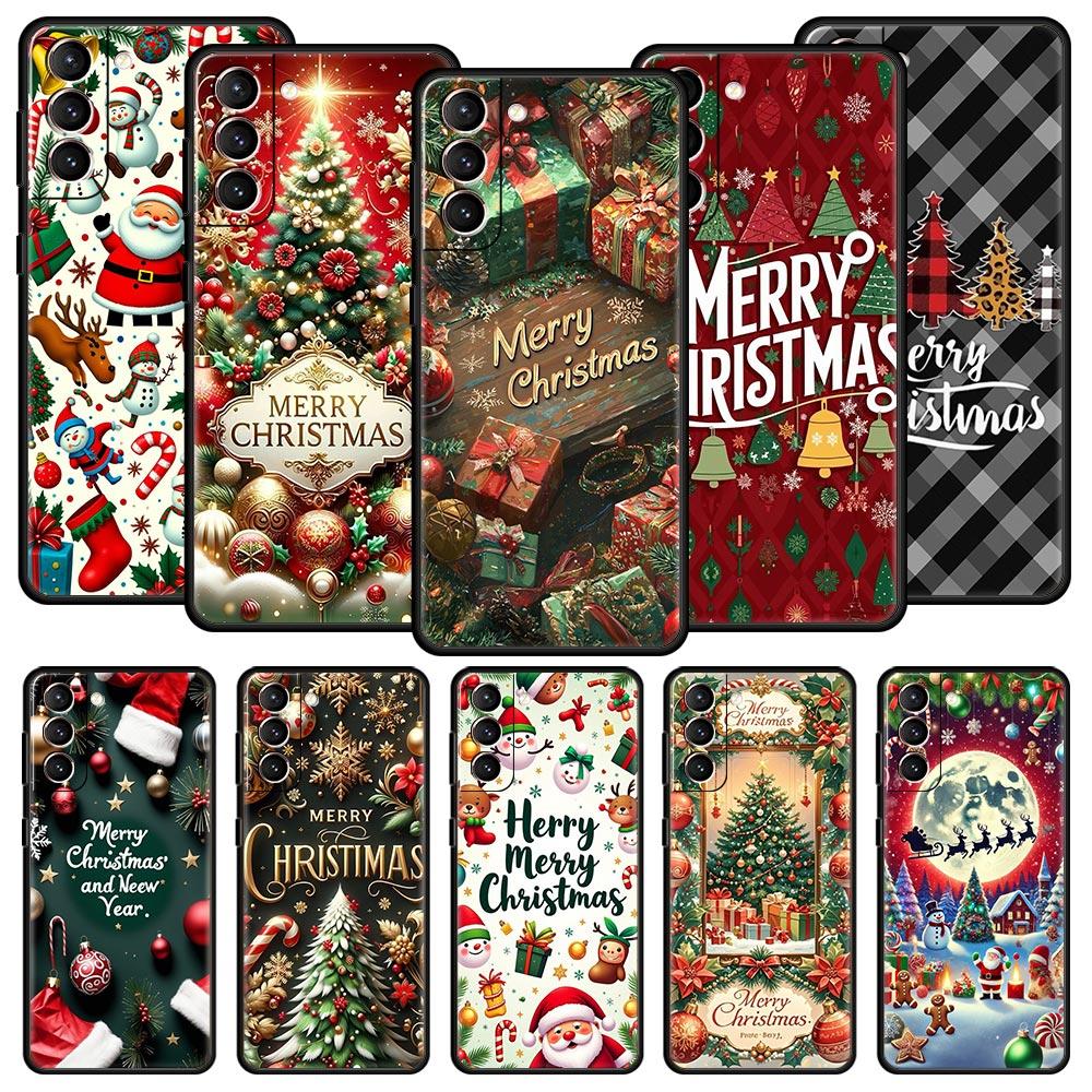 Чехол для телефона Merry Christmas для Samsung Galaxy S26 S25 S24 S23 S22 S20 S21 FE Ultra S25 Edge Plus 5G Мягкий ТПУ Корпус Fundas