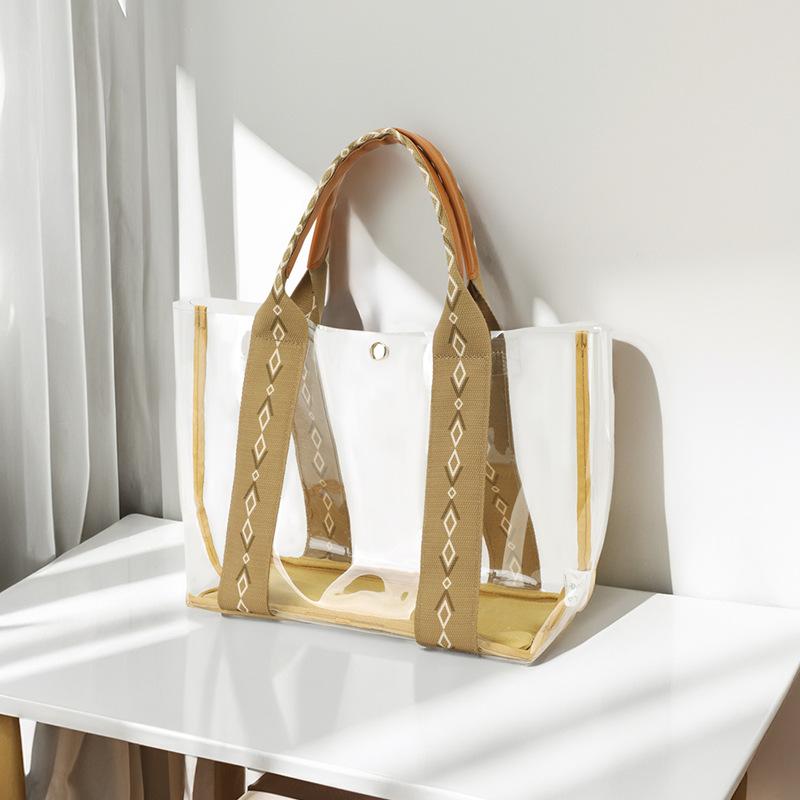 Большая вместительная сумка для хранения сумок из прозрачного ПВХ, женская модная симпатичная горизонтальная сумка