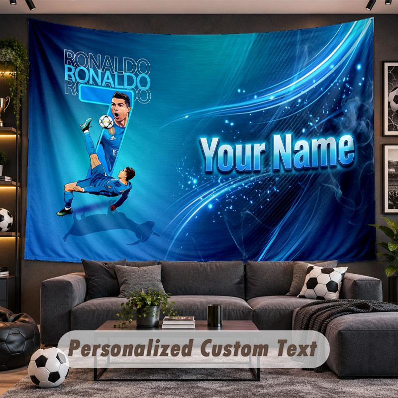 Wall Hanging Tapestry Custom NameCristiano Ronaldo Pattern Personalized Printed Fabric Wall Decor