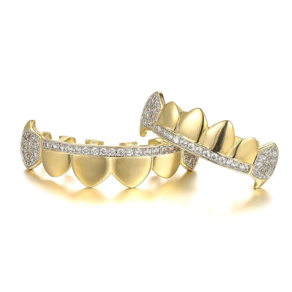 Hiphop Grillz Fashion Light up Body Jewelry Man Trendy Gold / Silver Copper With Zirconia Punk Dental Grillz