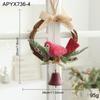 Fabric Christmas Bird Wreath Bell Pendant Pendant Door Hanging Wall Hanging Wood Simulation Decoration Pendant